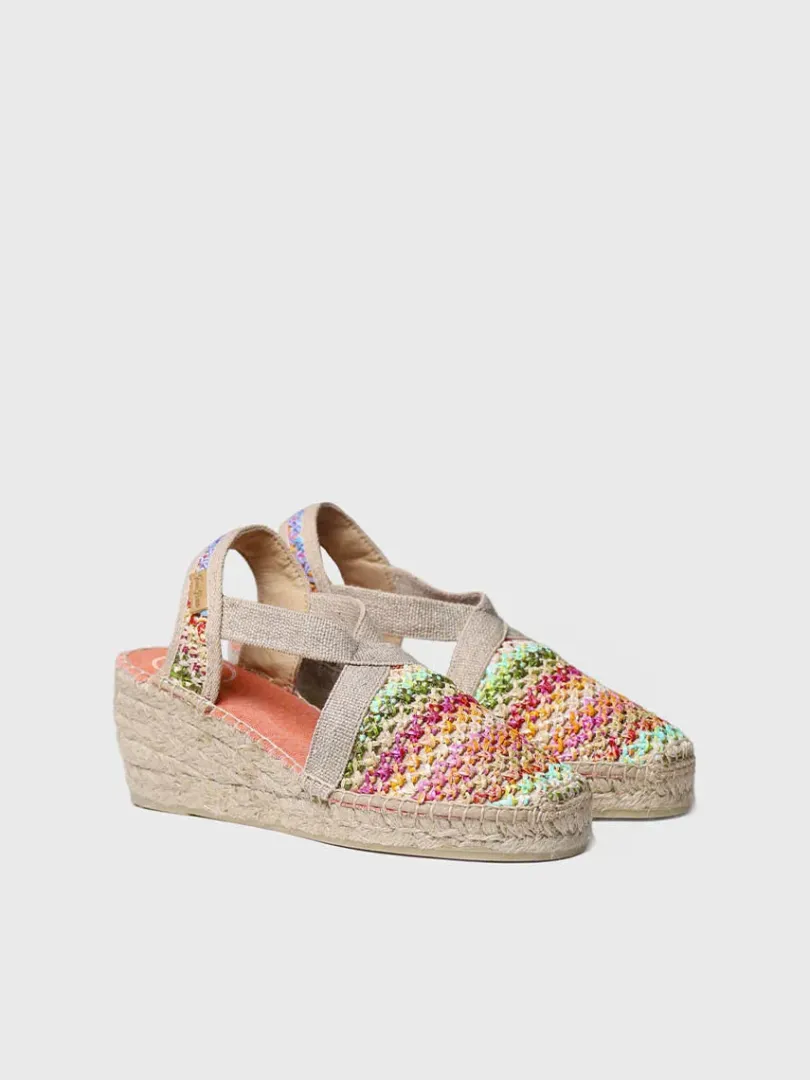 Toni Pons Cuñas Medias | Cerradas | TERRA-NZ - Alpargata vegana en rafia multicolor | TERRA-NZ