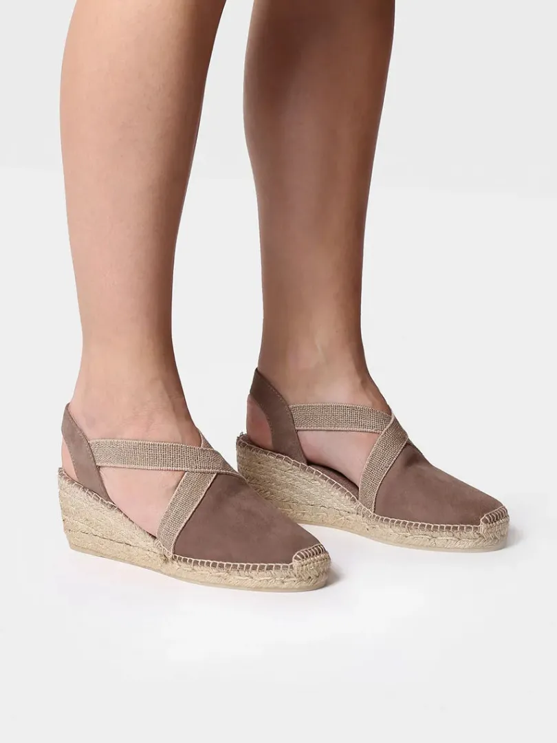 Toni Pons Cuñas Medias | Cerradas | TONA - Alpargata de ante de mujer con elásticos | TONA