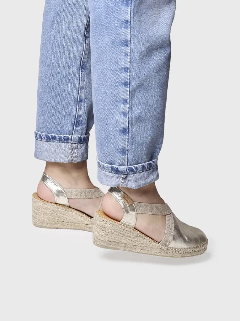 Toni Pons Cuñas Medias | Cerradas | TOSSA - Alpargata de piel con cuña media para mujer | TOSSA