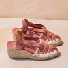 Toni Pons Cuñas Medias | Cerradas | TRACY-CZ - Alpargata de mujer en algodón crudo con cuña y cintas | TRACY-CZ