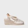 Toni Pons Cuñas Medias | Cerradas | TRACY-CZ - Alpargata de mujer en algodón crudo con cuña y cintas | TRACY-CZ