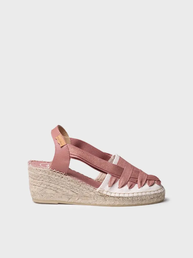 Toni Pons Cuñas Medias | Cerradas | TRACY-CZ - Alpargata de mujer en algodón crudo con cuña y cintas | TRACY-CZ