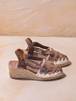 Toni Pons Cuñas Medias | Cerradas | TRACY-CZ - Alpargata de mujer en algodón crudo con cuña y cintas | TRACY-CZ