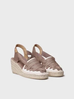 Toni Pons Cuñas Medias | Cerradas | TRACY-CZ - Alpargata de mujer en algodón crudo con cuña y cintas | TRACY-CZ