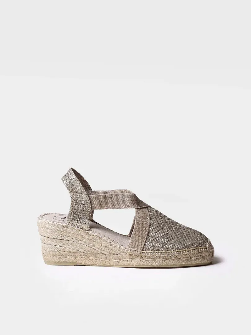 Toni Pons Cuñas Medias | Cerradas | TRITON - Alpargata vegana brillante para mujer | TRITON