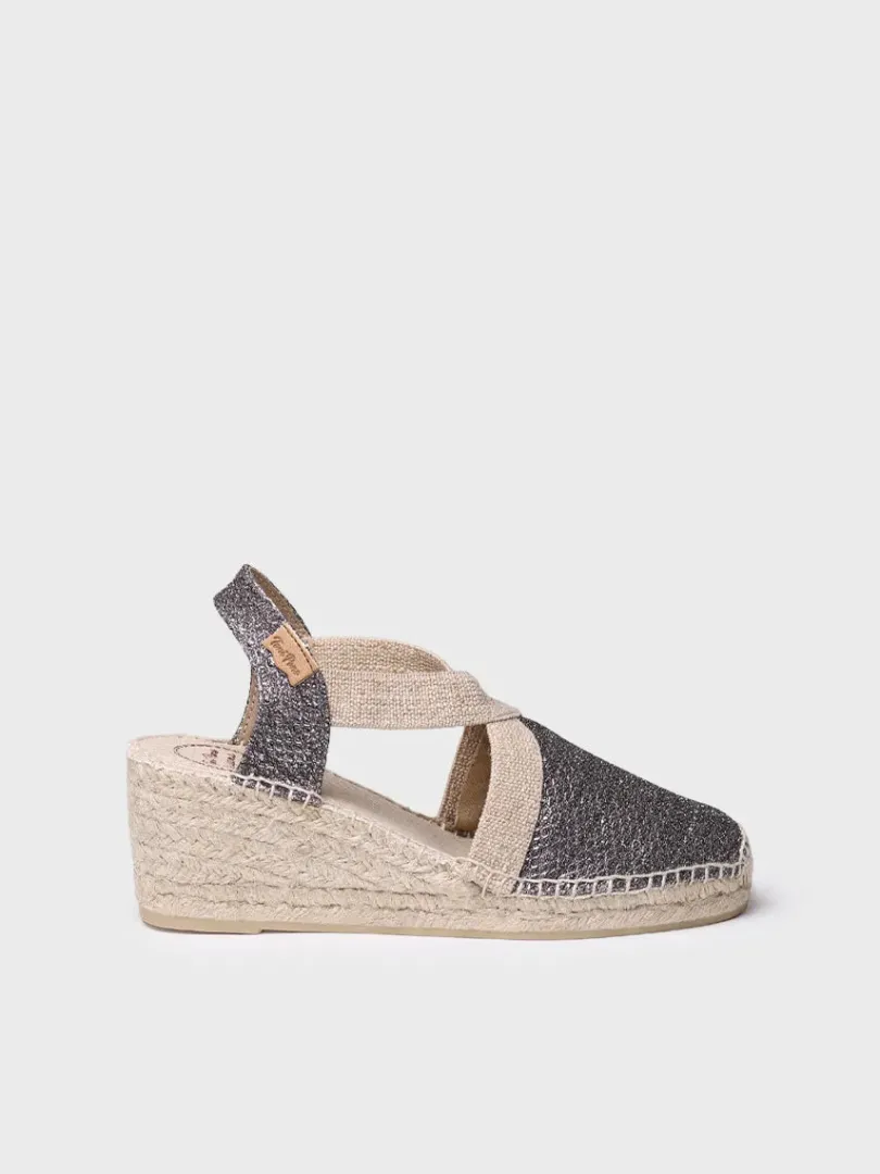 Toni Pons Cuñas Medias | Cerradas | TRITON - Alpargata vegana brillante para mujer | TRITON