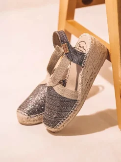 Toni Pons Cuñas Medias | Cerradas | TRITON - Alpargata vegana brillante para mujer | TRITON