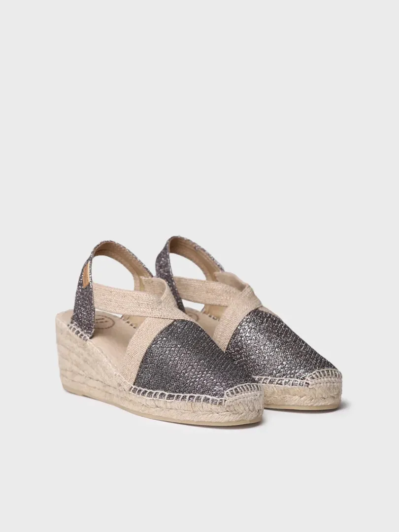 Toni Pons Cuñas Medias | Cerradas | TRITON - Alpargata vegana brillante para mujer | TRITON