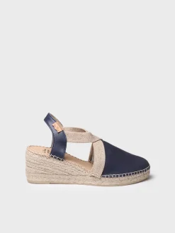 Toni Pons Cuñas Medias | Cerradas | TUNDRA - Alpargata de mujer en piel con cuña y elásticos diseñada para un calce más ancho | TUNDRA