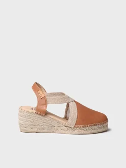 Toni Pons Cuñas Medias | Cerradas | TUNDRA - Alpargata de mujer en piel con cuña y elásticos diseñada para un calce más ancho | TUNDRA