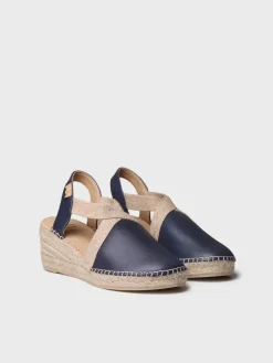 Toni Pons Cuñas Medias | Cerradas | TUNDRA - Alpargata de mujer en piel con cuña y elásticos diseñada para un calce más ancho | TUNDRA