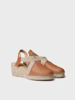 Toni Pons Cuñas Medias | Cerradas | TUNDRA - Alpargata de mujer en piel con cuña y elásticos diseñada para un calce más ancho | TUNDRA