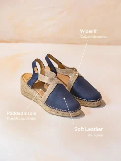 Toni Pons Cuñas Medias | Cerradas | TUNDRA - Alpargata de mujer en piel con cuña y elásticos diseñada para un calce más ancho | TUNDRA