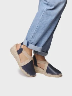 Toni Pons Cuñas Medias | Cerradas | TUNDRA - Alpargata de mujer en piel con cuña y elásticos diseñada para un calce más ancho | TUNDRA