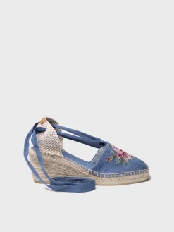 Toni Pons Cuñas Medias | Cerradas | VENECIA - Alpargata vegana de mujer en algodón con bordado y cuña | VENECIA