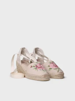Toni Pons Cuñas Medias | Cerradas | VENECIA - Alpargata vegana de mujer en algodón con bordado y cuña | VENECIA