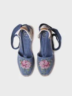 Toni Pons Cuñas Medias | Cerradas | VENECIA - Alpargata vegana de mujer en algodón con bordado y cuña | VENECIA