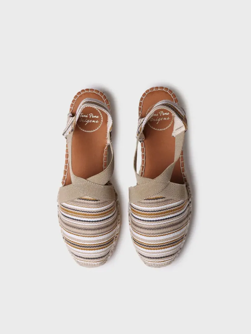 Toni Pons Cuñas Medias | Cerradas | VINAROS - Alpargata vegana de mujer en algodón a rayas con cuña | VINAROS